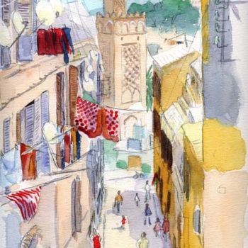 Картина под названием "Oran, rue de l'Indé…" - Catherine Rossi, Подлинное произведение искусства