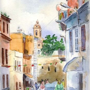 Schilderij getiteld "Oran, bas-quartiers" door Catherine Rossi, Origineel Kunstwerk
