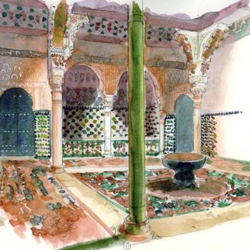 Painting titled "Alhambra Patio pala…" by Catherine Rossi, Original Artwork