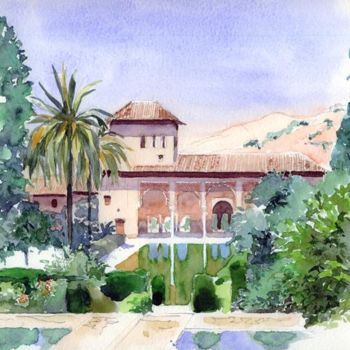 Painting titled "Alhambra Patio de l…" by Catherine Rossi, Original Artwork