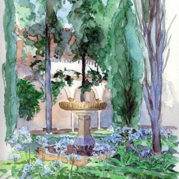 Peinture intitulée "Alhambra patio pala…" par Catherine Rossi, Œuvre d'art originale