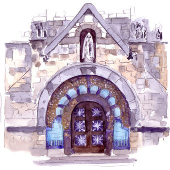 Pintura intitulada "Eglise Sainte-Thérè…" por Catherine Rossi, Obras de arte originais