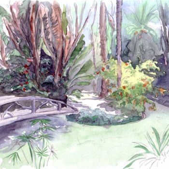 Painting titled "Le jardin anglais e…" by Catherine Rossi, Original Artwork