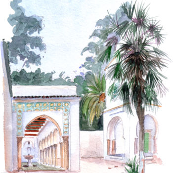 Painting titled "Villa Abd El-Tif la…" by Catherine Rossi, Original Artwork, Watercolor