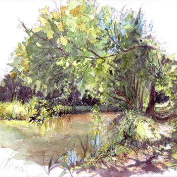Painting titled "Près des roulottes…" by Catherine Rossi, Original Artwork