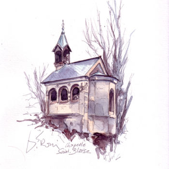 Malerei mit dem Titel "La chapelle Saint-B…" von Catherine Rossi, Original-Kunstwerk