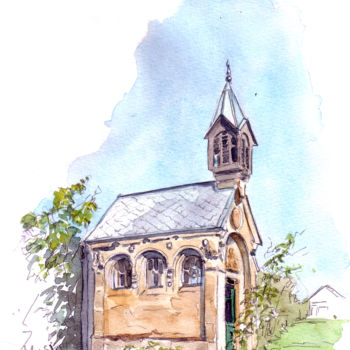 Painting titled "La chapelle Saint-B…" by Catherine Rossi, Original Artwork, Watercolor