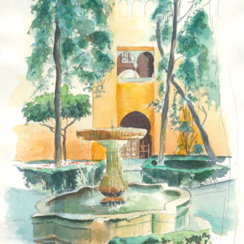 Painting titled "Alhambra de Grenade…" by Catherine Rossi, Original Artwork, Watercolor