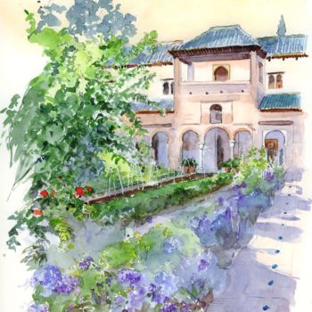 Peinture intitulée "Jardins du Generali…" par Catherine Rossi, Œuvre d'art originale, Aquarelle