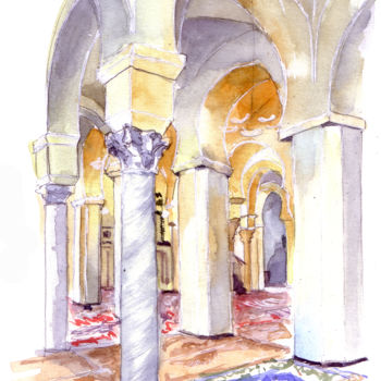 Schilderij getiteld "Mosquée Sidi Abou M…" door Catherine Rossi, Origineel Kunstwerk, Aquarel