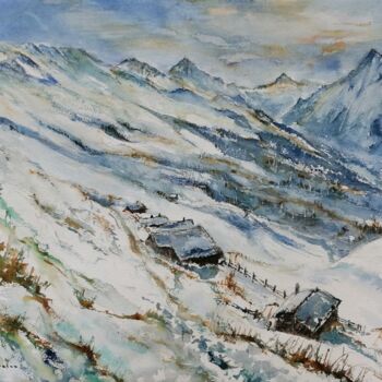 Painting titled "sur le chemin vers…" by Catherine Saint Fontaine, Original Artwork, Watercolor