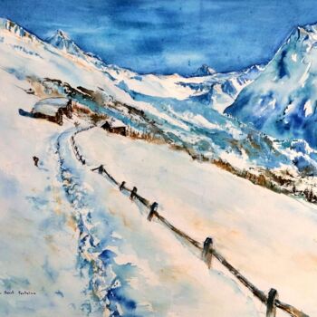 Painting titled "Cotter bleus" by Catherine Saint Fontaine, Original Artwork, Watercolor