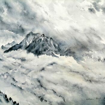 Malerei mit dem Titel "Veisivis,orage sur…" von Catherine Saint Fontaine, Original-Kunstwerk, Aquarell
