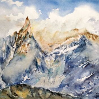 Painting titled "Crépuscule sur la t…" by Catherine Saint Fontaine, Original Artwork, Watercolor