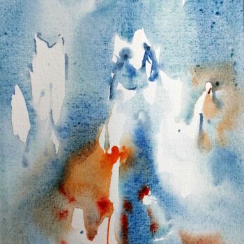 Pintura intitulada "Ombre bleue" por Catherine Saint Fontaine, Obras de arte originais, Aquarela