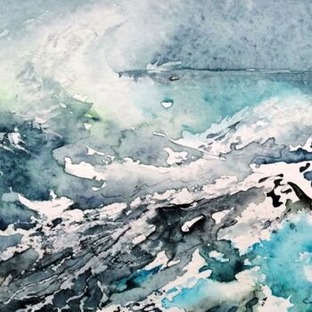 Painting titled "marine, turquoises" by Catherine Saint Fontaine, Original Artwork, Watercolor