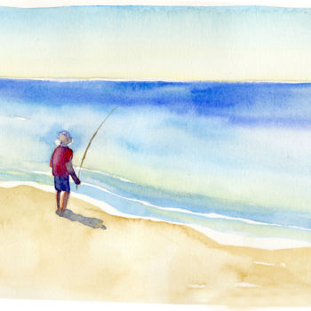 "Fishing Alone (near…" başlıklı Tablo Catherine Twomey tarafından, Orijinal sanat, Petrol