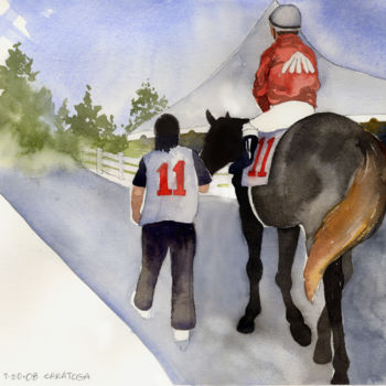 Painting titled "To The Racetrack" by Catherine Twomey, Original Artwork, Oil