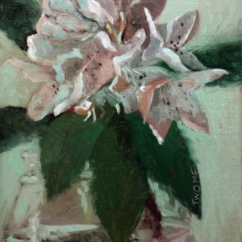 Pintura intitulada "Rhododendron Frenzy" por Catherine Twomey, Obras de arte originais, Óleo