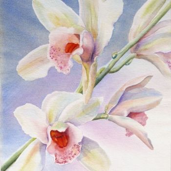 Pintura intitulada "une orchidée d'amit…" por Catherine Vanel, Obras de arte originais