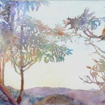 Peinture intitulée "l'heure sereine" par Catherine Vanel, Œuvre d'art originale, Aquarelle