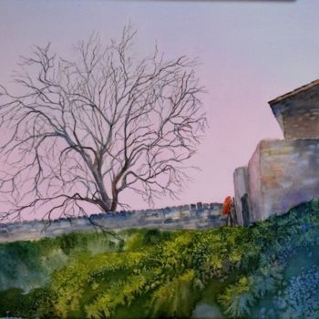 Картина под названием "le bel arbre de Mar…" - Catherine Vanel, Подлинное произведение искусства, Акварель
