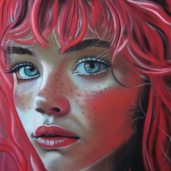 Peinture intitulée "LILY-ROSE" par Catherine Wernette, Œuvre d'art originale, Pastel