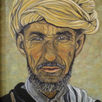 Painting titled "L'HOMME AU TURBAN" by Catherine Wernette, Original Artwork