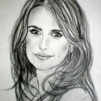 Painting titled "Pénélope CRUZ" by Catherine Wernette, Original Artwork