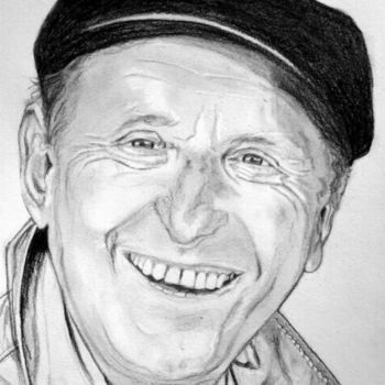 Drawing titled "BOURVIL - son portr…" by Catherine Wernette, Original Artwork, Graphite