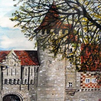Painting titled "CHATEAU" by Catherine Wernette, Original Artwork, Oil