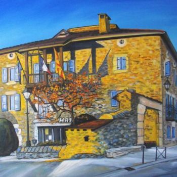 Painting titled "MAIRIE d'OSSEJA Pyr…" by Catherine Wernette, Original Artwork
