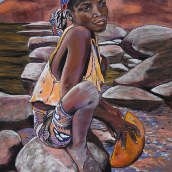 Painting titled "MAMBO, la solitude…" by Catherine Wernette, Original Artwork, Oil