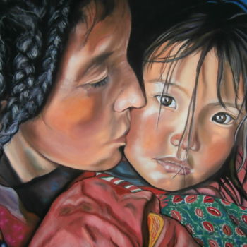 Painting titled "LHAMU et MICHEWA, b…" by Catherine Wernette, Original Artwork, Oil