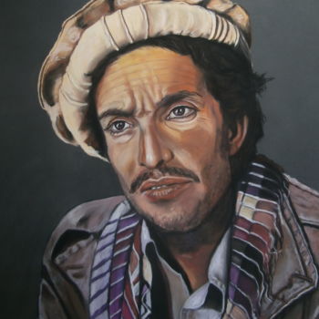 Painting titled "MASSOUD, l'Afghan" by Catherine Wernette, Original Artwork, Oil