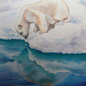 Painting titled "PETIT OURS BLANC" by Catherine Wernette, Original Artwork