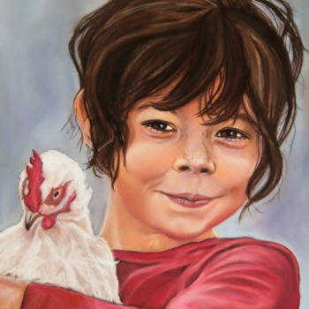 "JULIETTE et sa poul…" başlıklı Resim Catherine Wernette tarafından, Orijinal sanat, Pastel