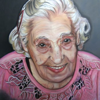 Dessin intitulée ""RAMONA, abuelita a…" par Catherine Wernette, Œuvre d'art originale, Pastel