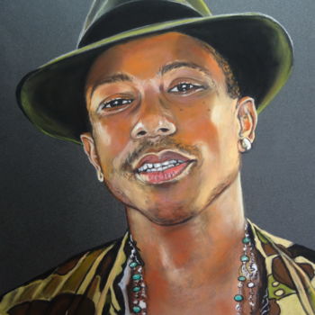 Рисунок под названием "Pharrell WILLIAMS" - Catherine Wernette, Подлинное произведение искусства, Пастель