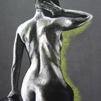 Dessin intitulée "la SOLITAIRE" par Catherine Wernette, Œuvre d'art originale, Pastel