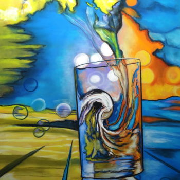Dessin intitulée "QUAND L'ALCOOL DECL…" par Catherine Wernette, Œuvre d'art originale, Pastel