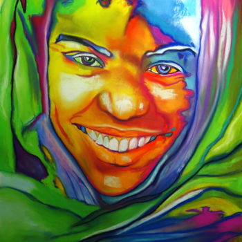 Painting titled "BADIA, le sourire a…" by Catherine Wernette, Original Artwork, Pastel