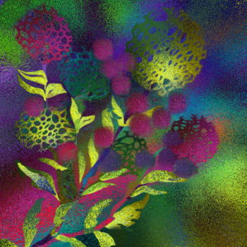 Artes digitais intitulada "FLEURS HIVERNALES" por Catherine Wernette, Obras de arte originais, Pintura digital