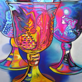 Drawing titled "VERRES TAILLES" by Catherine Wernette, Original Artwork, Pastel