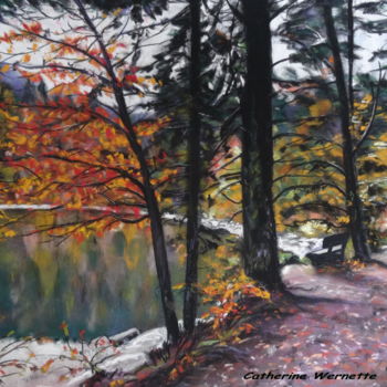 Drawing titled "LAC DES CORBEAUX" by Catherine Wernette, Original Artwork, Pastel
