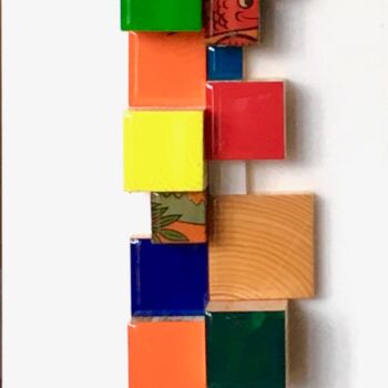 Скульптура под названием "Cubes 30" - Cathie Berthon, Подлинное произведение искусства, Дерево