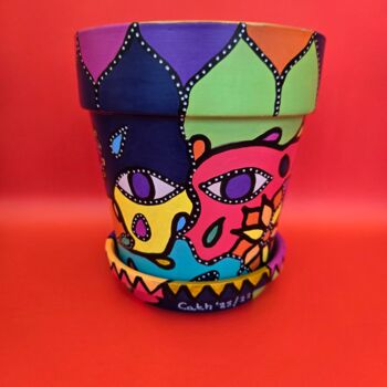 "Bloempot "Purple ey…" başlıklı Heykel Cathique Art tarafından, Orijinal sanat, Akrilik