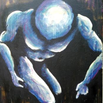 Peinture intitulée ""Homme (en plongée)"" par Catherine Renault, Œuvre d'art originale, Acrylique
