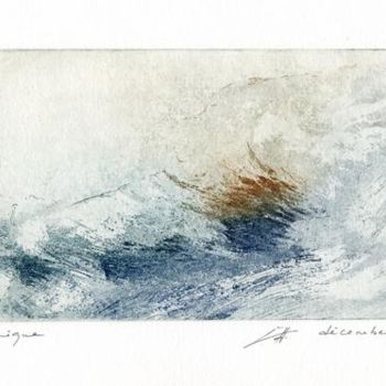 Gravures & estampes intitulée "Vague" par Bergerot-Jones Catherine, Œuvre d'art originale, Gravure