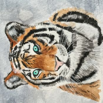 Painting titled "TIGRE" by Cathou-Bazec, Original Artwork, Acrylic